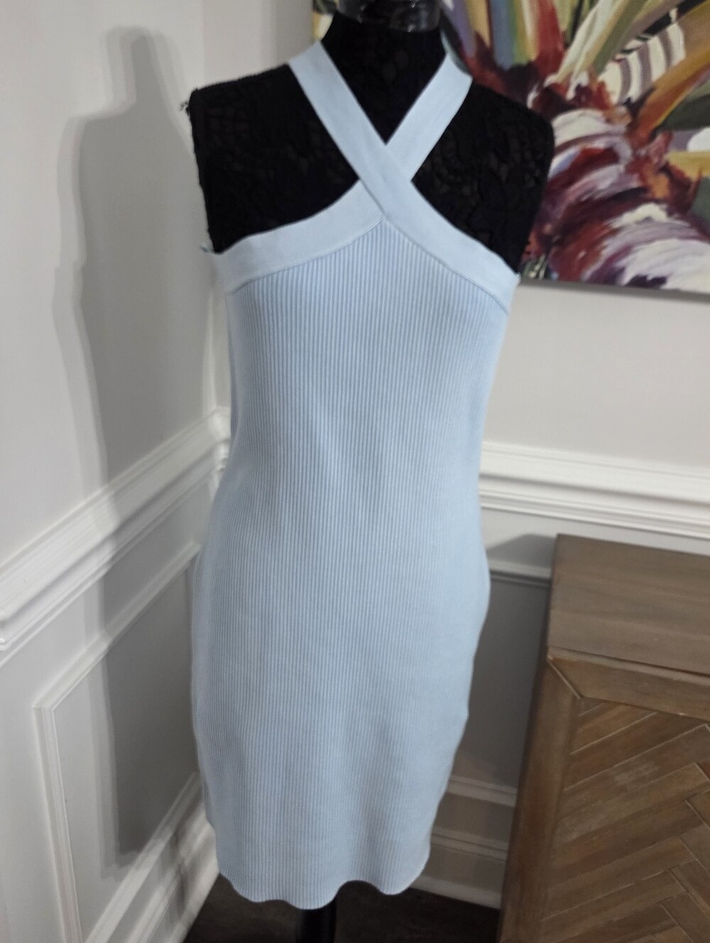 NEW House of Harlow Women's Sculpt Knit Dress XL Baby Blue Bodycon Coquette Sexy